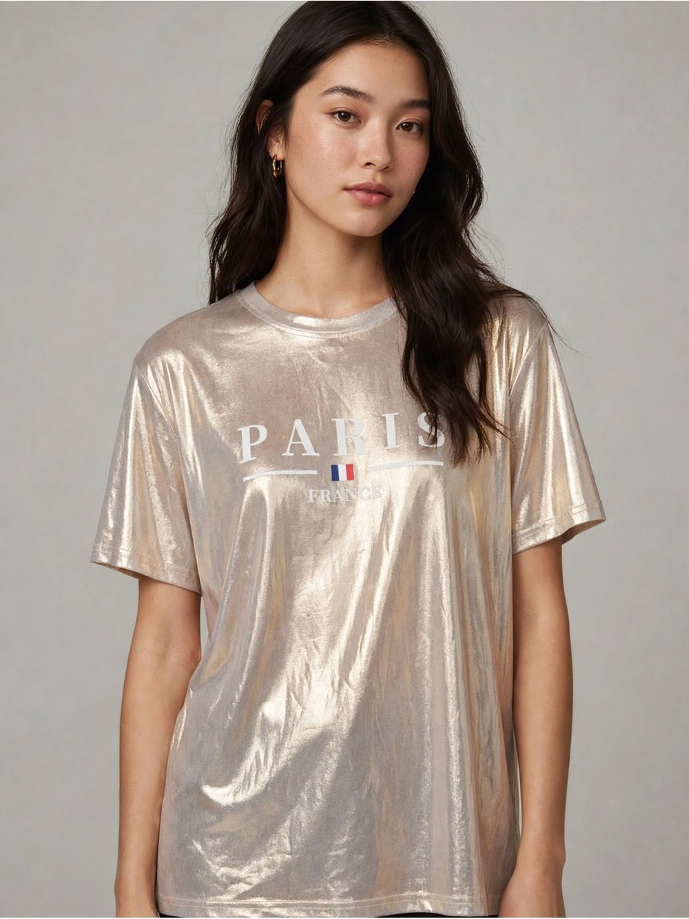 Metallic Paris Graphic Tee - Shiny Gold. New condition. XXL
